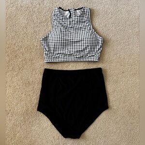 Black and White Gingham Swim Set